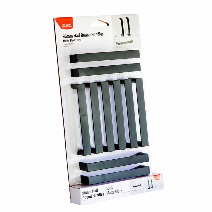 Taskmaster 96mm Matte Black 1/2 Round Handle - 10 Pack