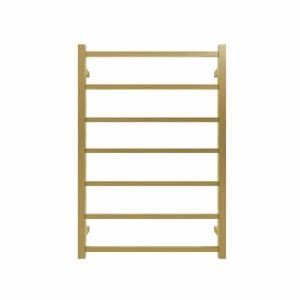 Commercial Square 7 Bar Brushed Gold PVD Heated Towel Rail