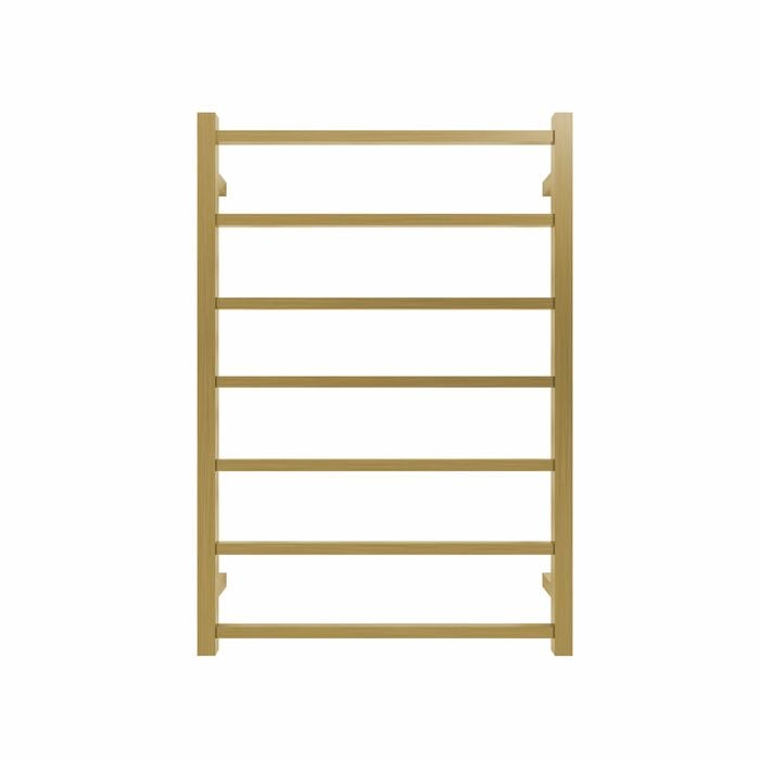 Commercial Square 7 Bar Brushed Gold PVD Heated Towel Rail