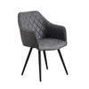 2x Dining Chair Wearproof Fabric Grey Colour Seam Grid Pattern