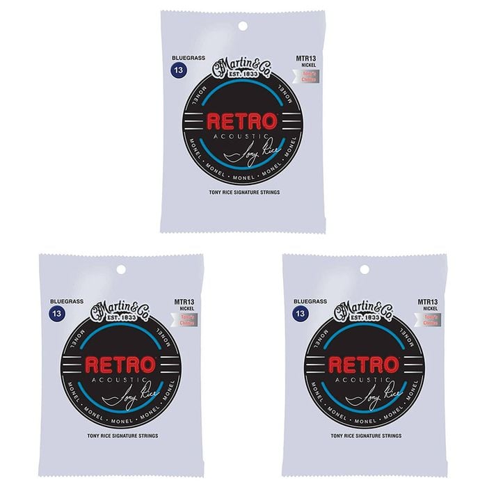 3PK Martin Guitar MMTR13 Retro 6 Strings T Rice Monel WD Bluegrass Gauge
