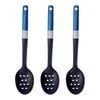 3PK Tasty Plastic Slotted Spoon Cooking Utensil 38cm Black/Blue