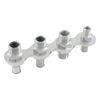 Cal Custom Polished Aluminium 4 Port A/C & Heater Bulkhead with 2 Push On Fittings