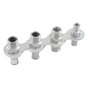 Cal Custom Polished Aluminium 4 Port A/C & Heater Bulkhead with 2 Push On Fittings