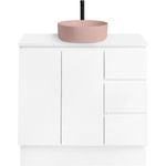 CIBO 900mm White Nordic Full Height Bathroom Vanity with Pale Pink Countertop Basin