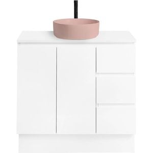 CIBO 900mm White Nordic Full Height Bathroom Vanity With Pale Pink Countertop Basin