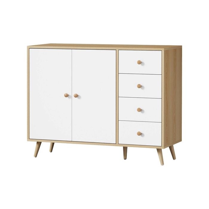 Oikiture Buffet Sideboard Cabinet 4 Drawers Storage Cupboard