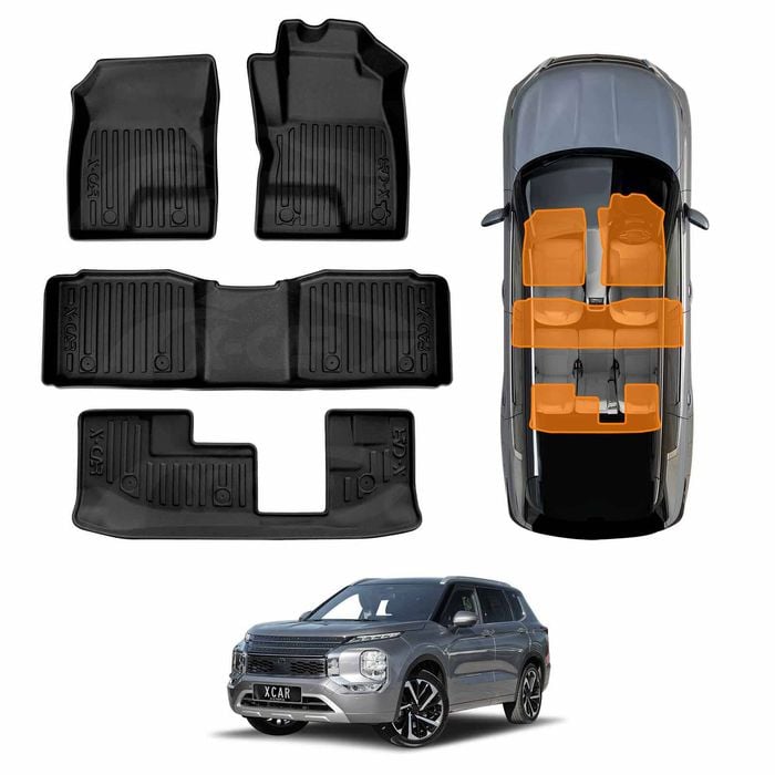 3D Floor Mats for Mitsubishi Outlander ZM Series PHEV 7-Seater 2021-Onwards Mats Carpet Liner Set