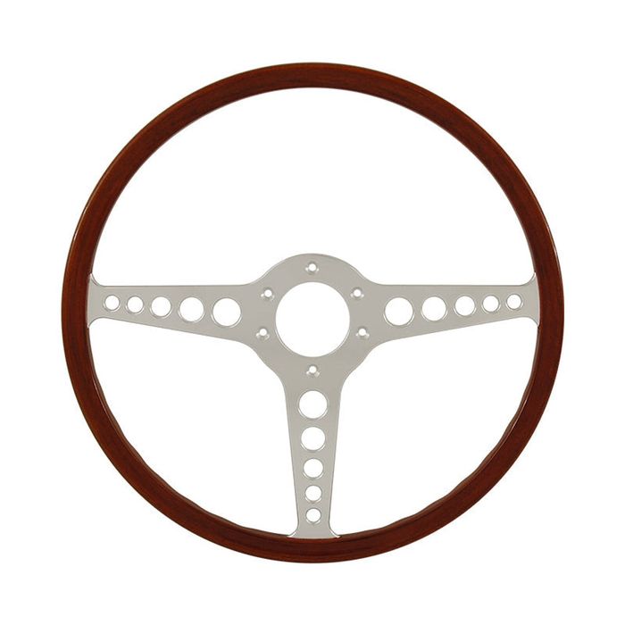 Classic 3 Spoke 15 Inch Wood Rim Steering Wheel suits Jaguar E-Type XKE