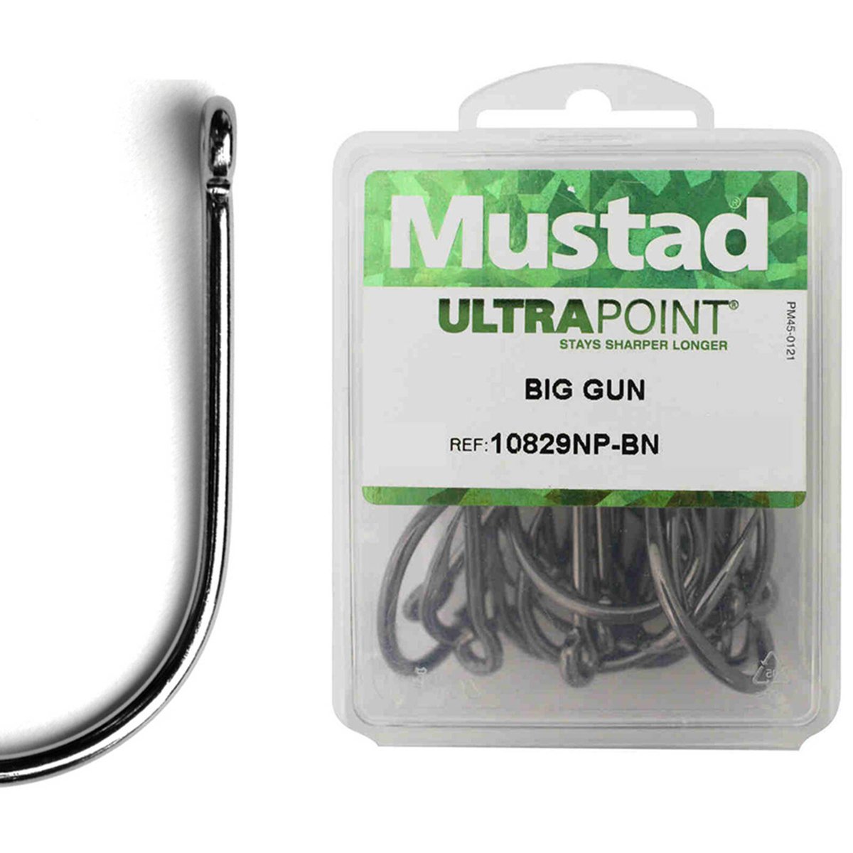 Mustad Big Gun Bait Wide Gap Hooks - 8/0 Size, Long Shank Kirbed Hooks, 25 Pieces