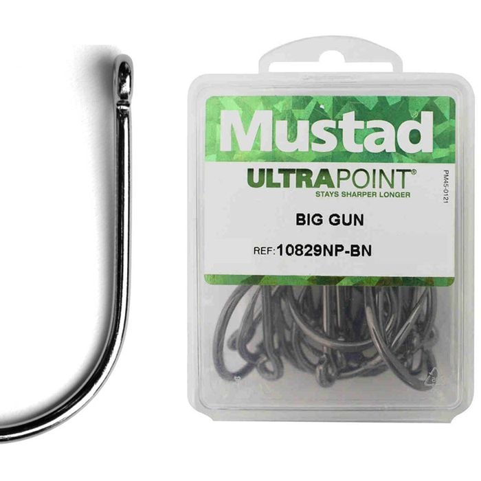 Mustad 10829npbln - Size 10/0 Qty 25 - Big Gun Kirbed Chemically Sharpened