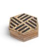 Handcrafted Geometric Wood And Resin Stripe Coasters
