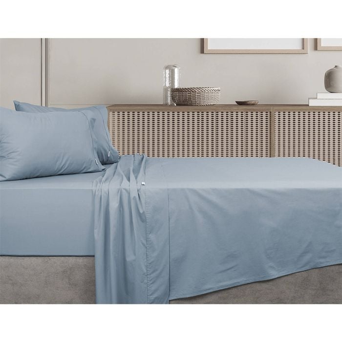 Algodon Single Bed Fitted Sheet Set 300TC Cotton Faded Denim
