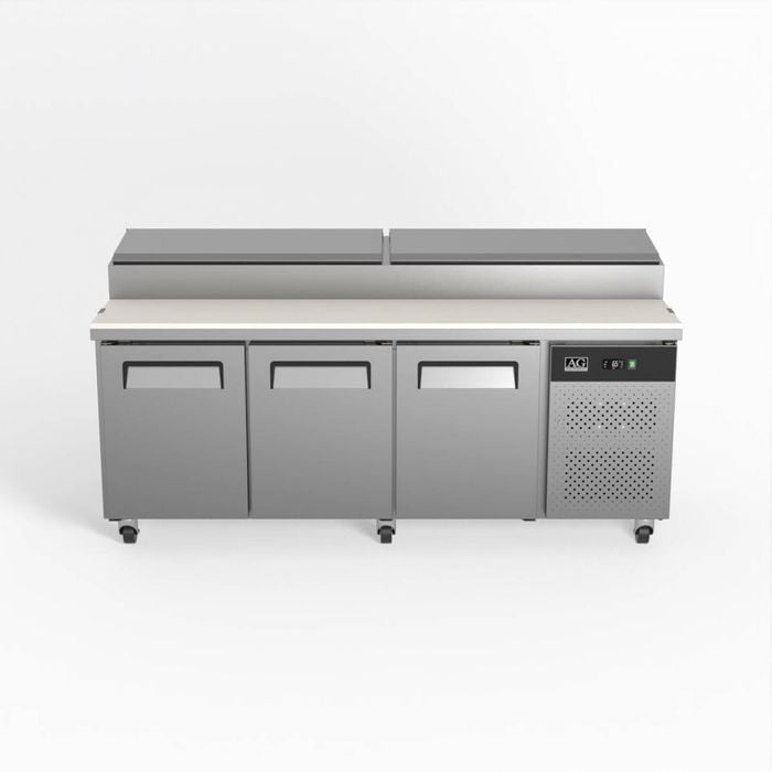 AG Equipment AG 3 Door Saladette Fridge - 10 x 1/3 GN Trays - Pizza Prep Fridges (AG-SH3000-800)