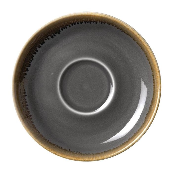 Olympia Kiln Smoke Saucer 160mm 6 Pack Porcelain Tableware Tea Coffee Catering Service