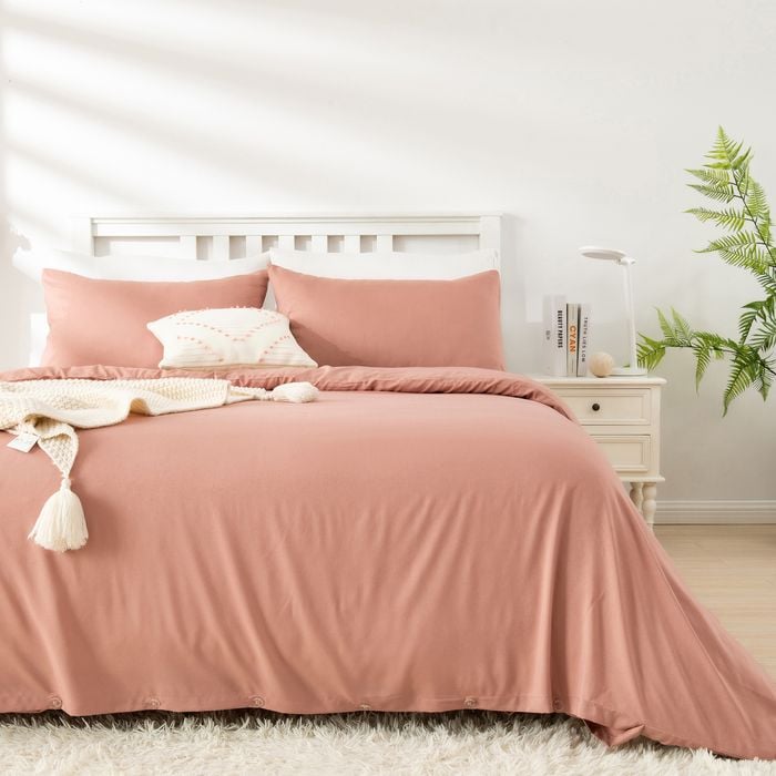 LINENOVA 2000TC Bamboo Blend Quilt Cover Set - Single,Dusty pink