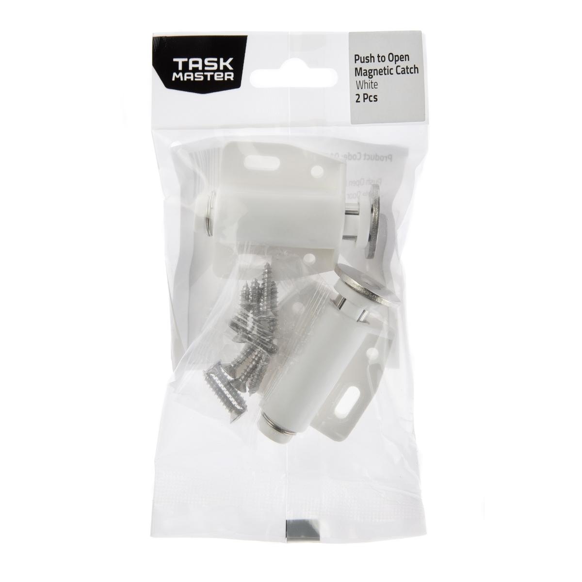 Taskmaster 38mm Push To Open Magnetic Catch White - 2 Pack - Bunnings ...