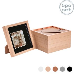 Nicola Spring Shadow Box Frames - 8 X 8" With 4 X 4" Mount - Light Wood - Pack Of 5