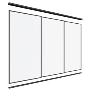 Lugna 2400 x 2701-3600mm Black Optiglass Panels Wardrobe Triple Sliding Doors