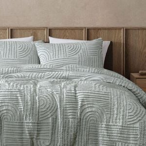 Ardor Boudoir King Kiewa Jacquard Quilt Cover w/ Pillowcase Set - Sage