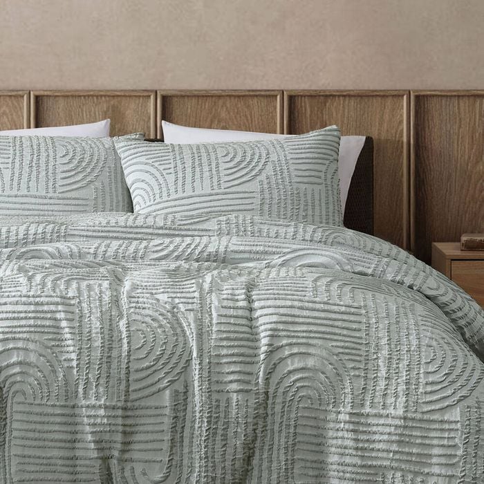 Ardor Boudoir King Kiewa Jacquard Quilt Cover w/ Pillowcase Set - Sage