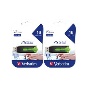 2x Verbatim Store'n'Go V3 16GB USB 3.0 Stick Drive - Eucalyptus Green