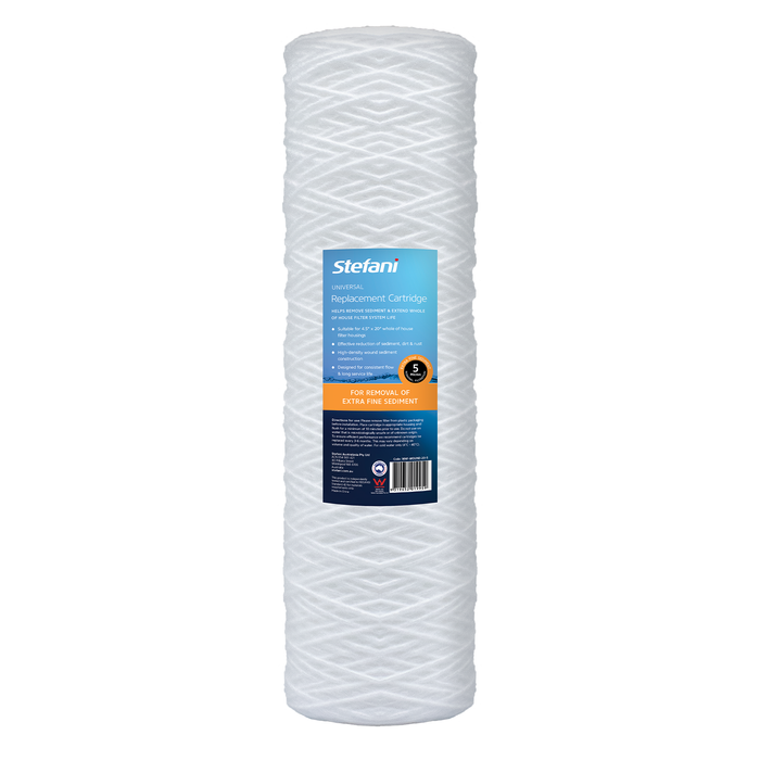 Stefani 5 Micron 4.5 x 20" Wound Sediment Whole of House Replacement Water Filter Cartridge