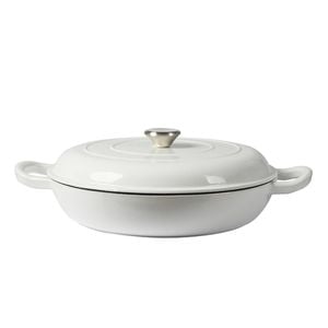 Toque 2 IN 1 3.5L Cast Iron Pan Casserole Pot with Lid White