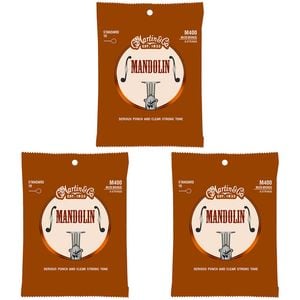 3PK Martin Guitar M400 Mandolin Strings 80/20 Bronze Light Gauge