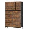 Ufurniture Dresser With 12+4 Fabric Storage Drawers For Bedroom, Tall Chest Of Drawers,rustic Brown