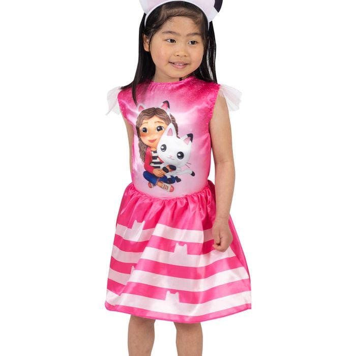 Gabby and Pandy Kids Halloween Costume from Gabby's Dollhouse with Dress and Cat Ear Headband, 3-5-YRS