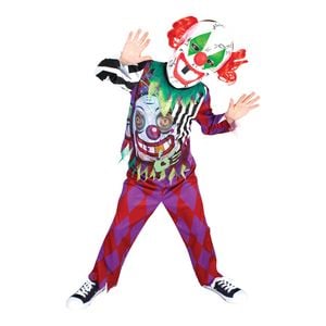 Scary Clown Lenticular Eyes Costume Halloween Dress Up Children/Kids Size 7-8y