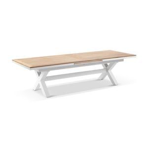 Austin Outdoor 3m-3.8m Extension Teak Timber And Aluminium Dining Table White