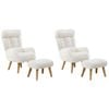 Oikiture 2X 360 Swivel Recliner Armchair Lounge Ottoman Chair With Stool Sherpa