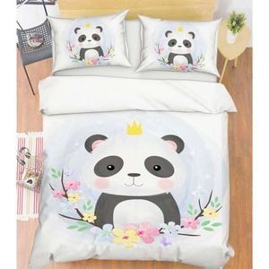 3D Cartoon Panda Petals 87 Bed Pillowcases Quilt King Single Size
