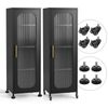 Artiss Buffet Sideboard Cabinet X2 141CM Wheels Black