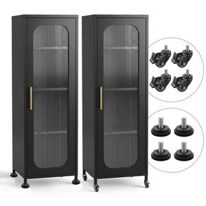 Artiss Buffet Sideboard Cabinet X2 141CM Wheels Black