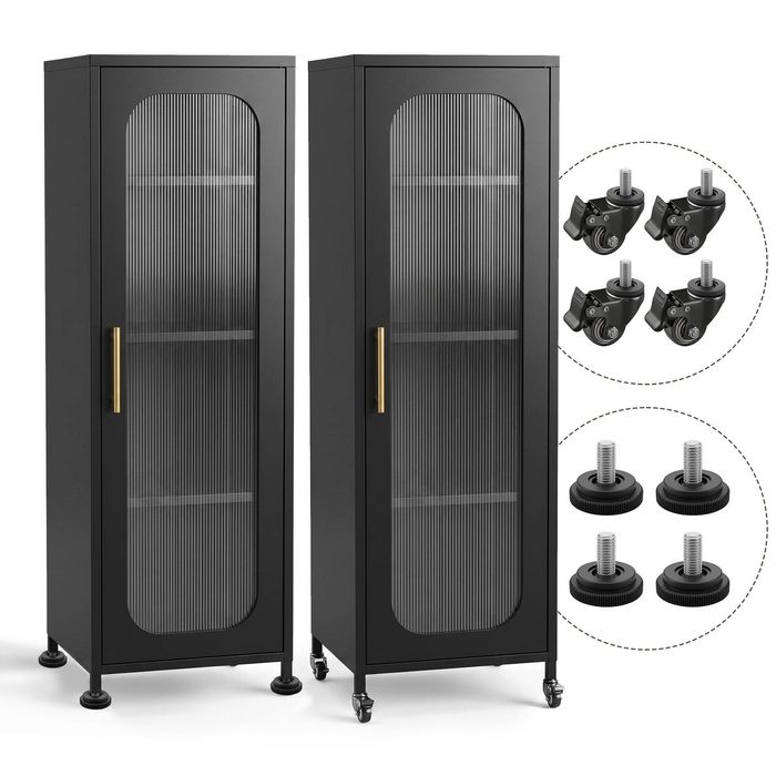 Artiss Buffet Sideboard Cabinet X2 141CM Wheels Black