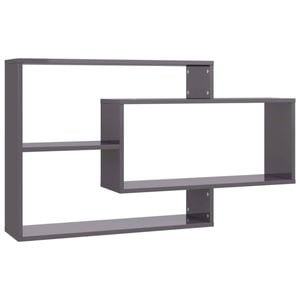 vidaXL Wall Shelves High Gloss Grey Engineered Wood Floating Display Rack