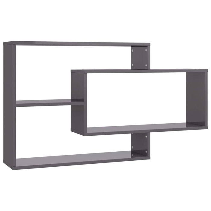 vidaXL Wall Shelves High Gloss Grey Engineered Wood Floating Display Rack