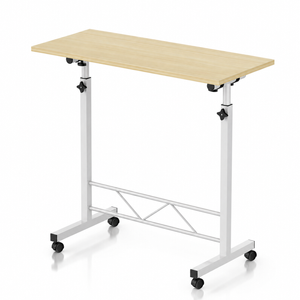 Roomo Height Adjustable Standing Desk, 80x40cm Mobile Laptop Desk with Wheels, Rolling Computer Desk, Light Wood