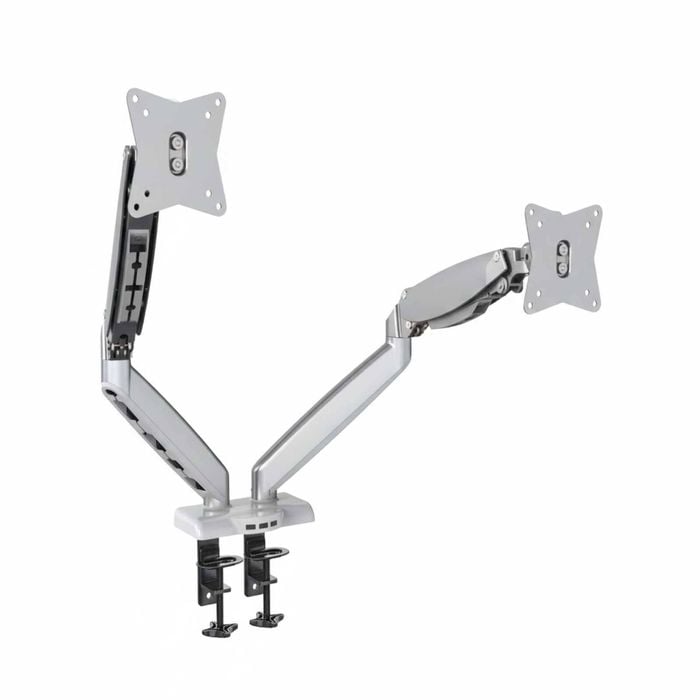 P&P Black Dual Monitor Gas Spring Arm Mount With Full Motion Adjustment And Integrated Cable Management