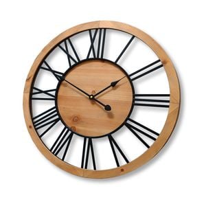 60cm Roman Wall Clock Vintage Wood Silent Modern Home Decor Non Ticking