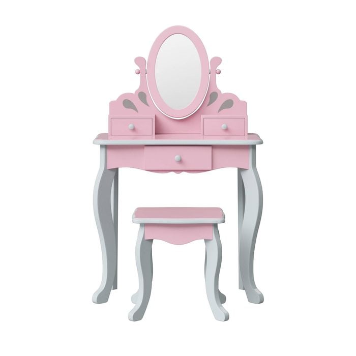 Teamson Kids Little Princess Rapunzel Vanity Playset - Pink / Grey