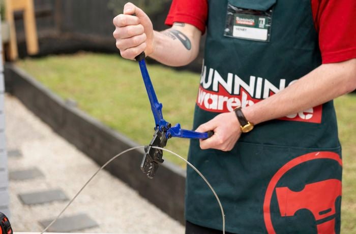 DIY - Step 3 - Measure steel wire - How to hang festoon lights