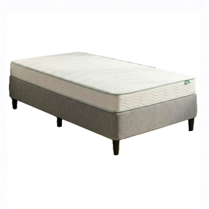 Zinus Single Dark Grey Fabric Bed Base & Mattress Set, Essential Bonnell Inner Spring