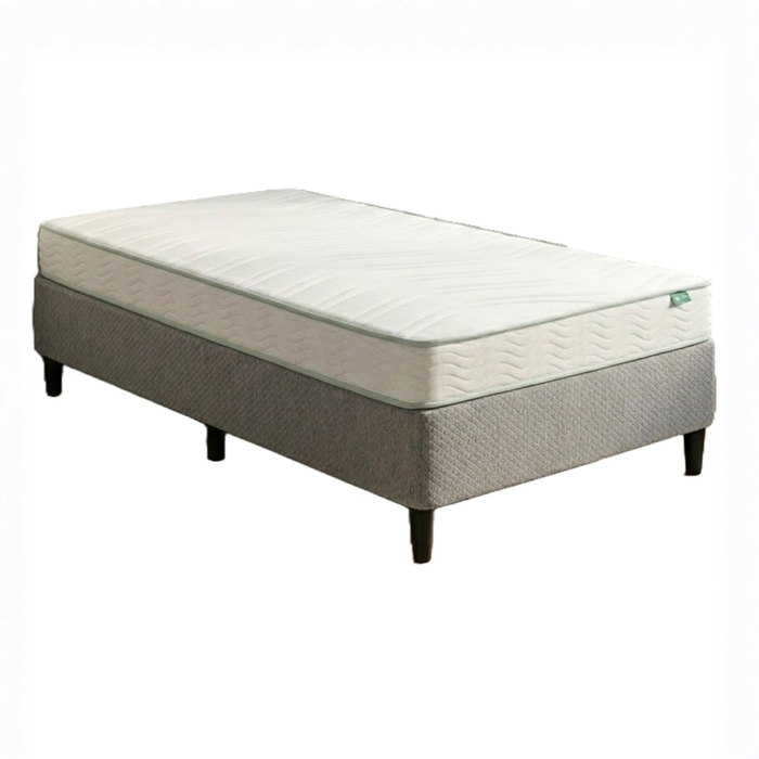 Zinus Single Dark Grey Fabric Bed Base & Mattress Set, Essential Bonnell Inner Spring