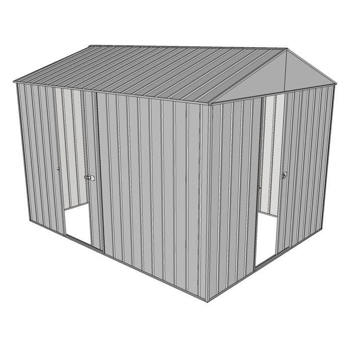 Build-a-Shed 2.3 x 3.0 x 2.3m Front Gable Two Single Sliding Doors Shed - Zinc