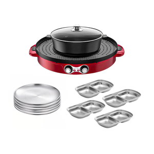 SOGA Kitchenware Bundle – 2-in-1 Electric Hot Pot BBQ Grill with Silver Grilling Plate & Sauce Pan
