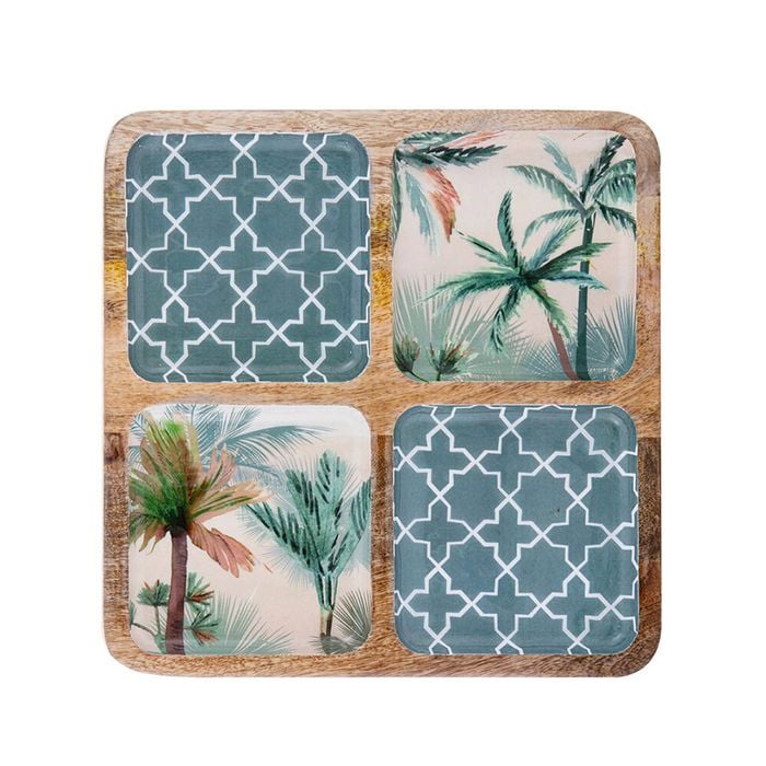 Ladelle Panama Mango Wood Square Sectional Serving Platter Reusable Food Tray